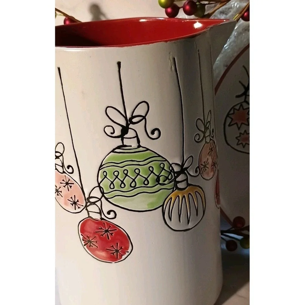 New HOMESTYLEZ  2019 Christmas Ornament  Holiday Plate & Pitcher Retro‎ Style 8